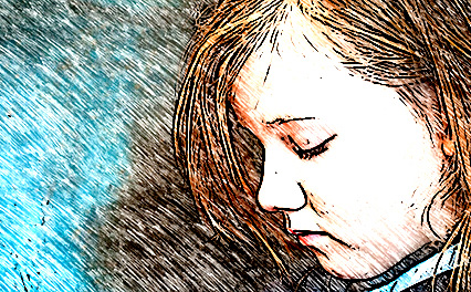 Illustration of a young woman looking sad.