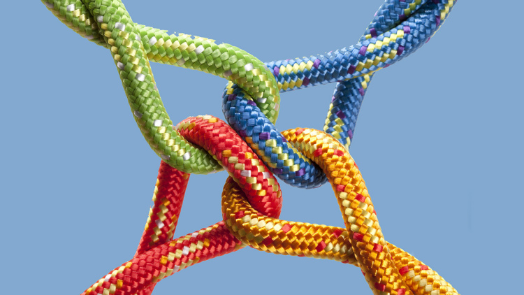 Bright-colored knots joined at the center