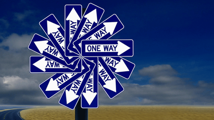 llustration of many "one way" signs going in different directions