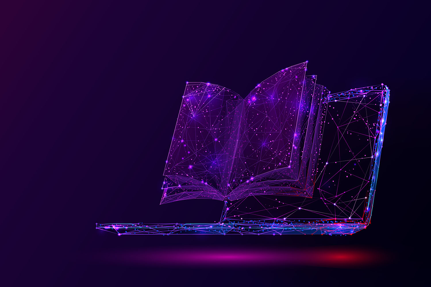 Computer and books pixels