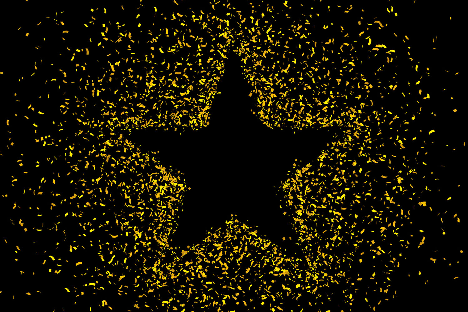 Gold star with confetti