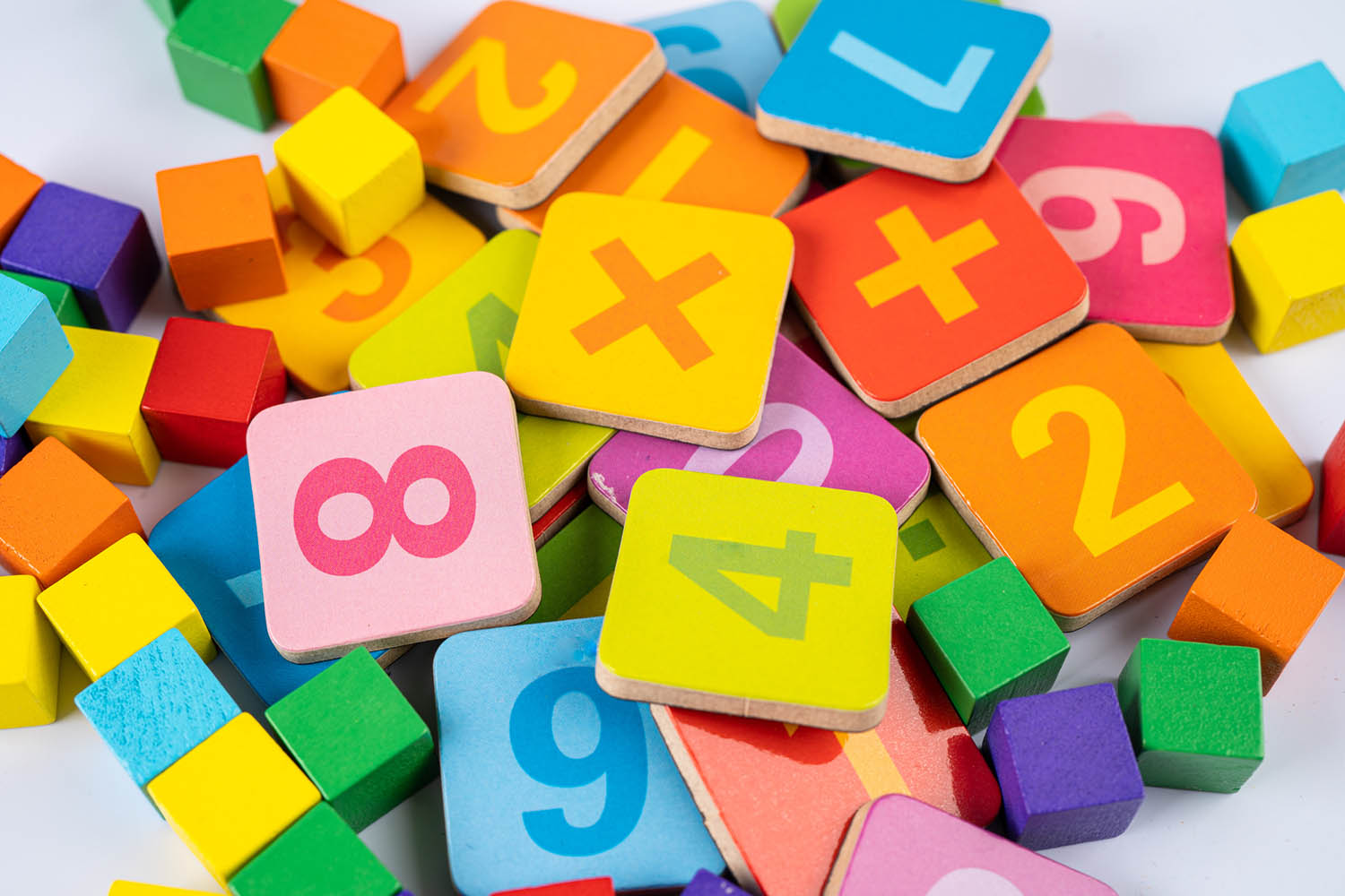 Brightly colored number tiles