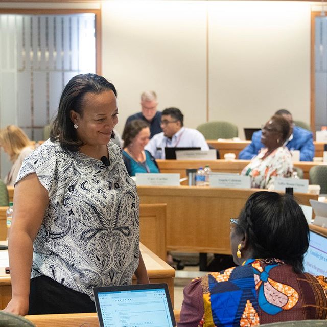 Dean Bridget Long with professional education participant