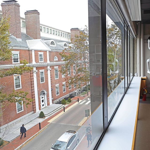 Longfellow Hall as seen through a window