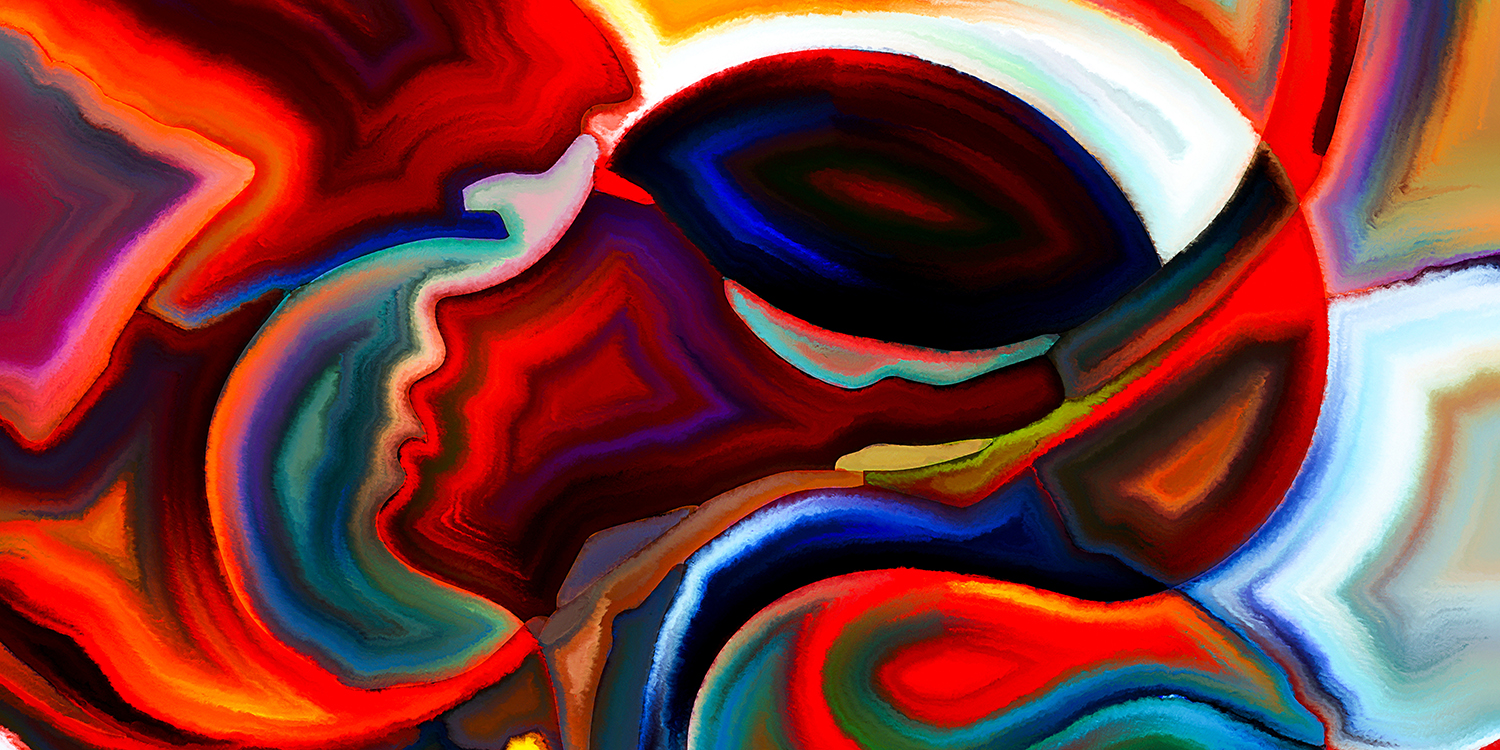 Bright abstract painting of child's profile