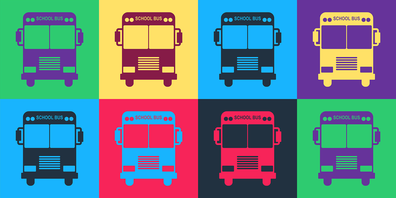 Pop art illustration of school bus