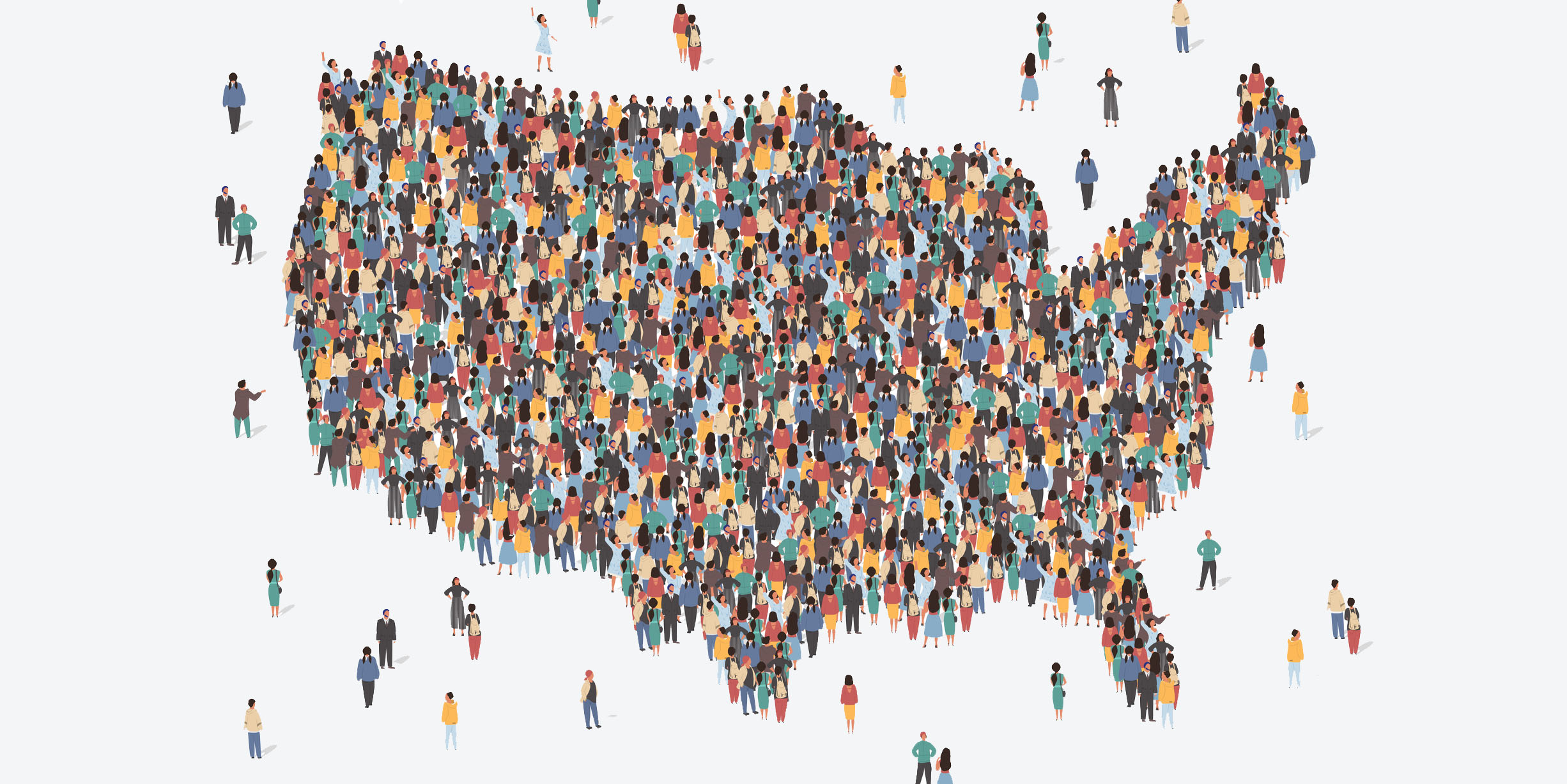 Map of U.S. made up of people