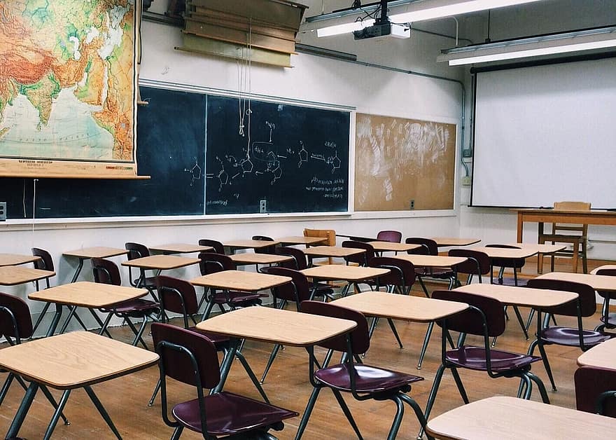 empty chairs in classroom