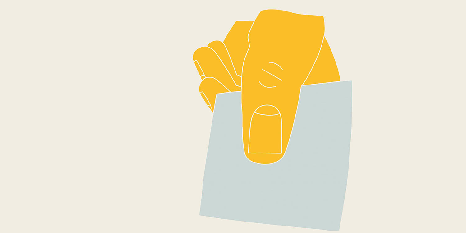 Illustration of hand with letter