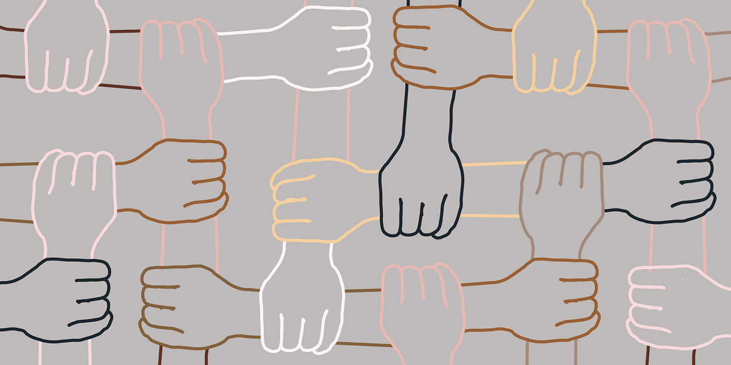 Interlocking hands illustration
