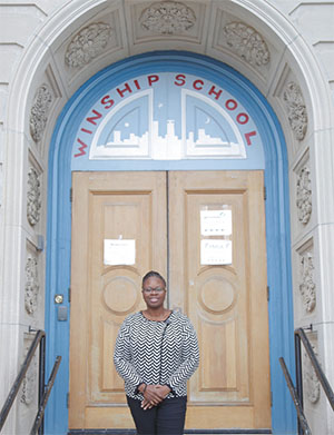 Mona Ford Walker outside of Winship Elementary Mona Ford Walker outside of Winship Elementary