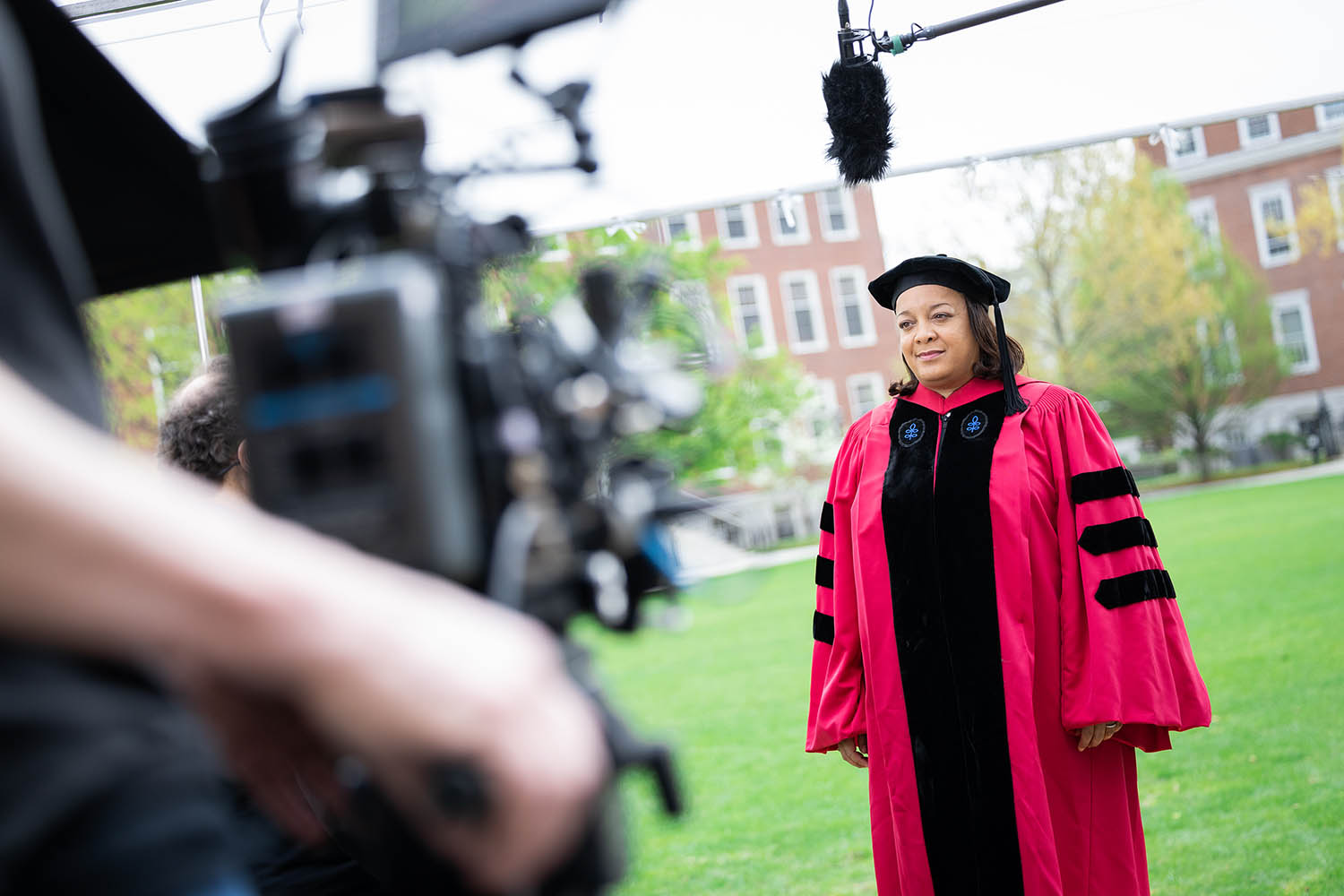 Bridget Long preparing for a remote Commencement, 2020 
