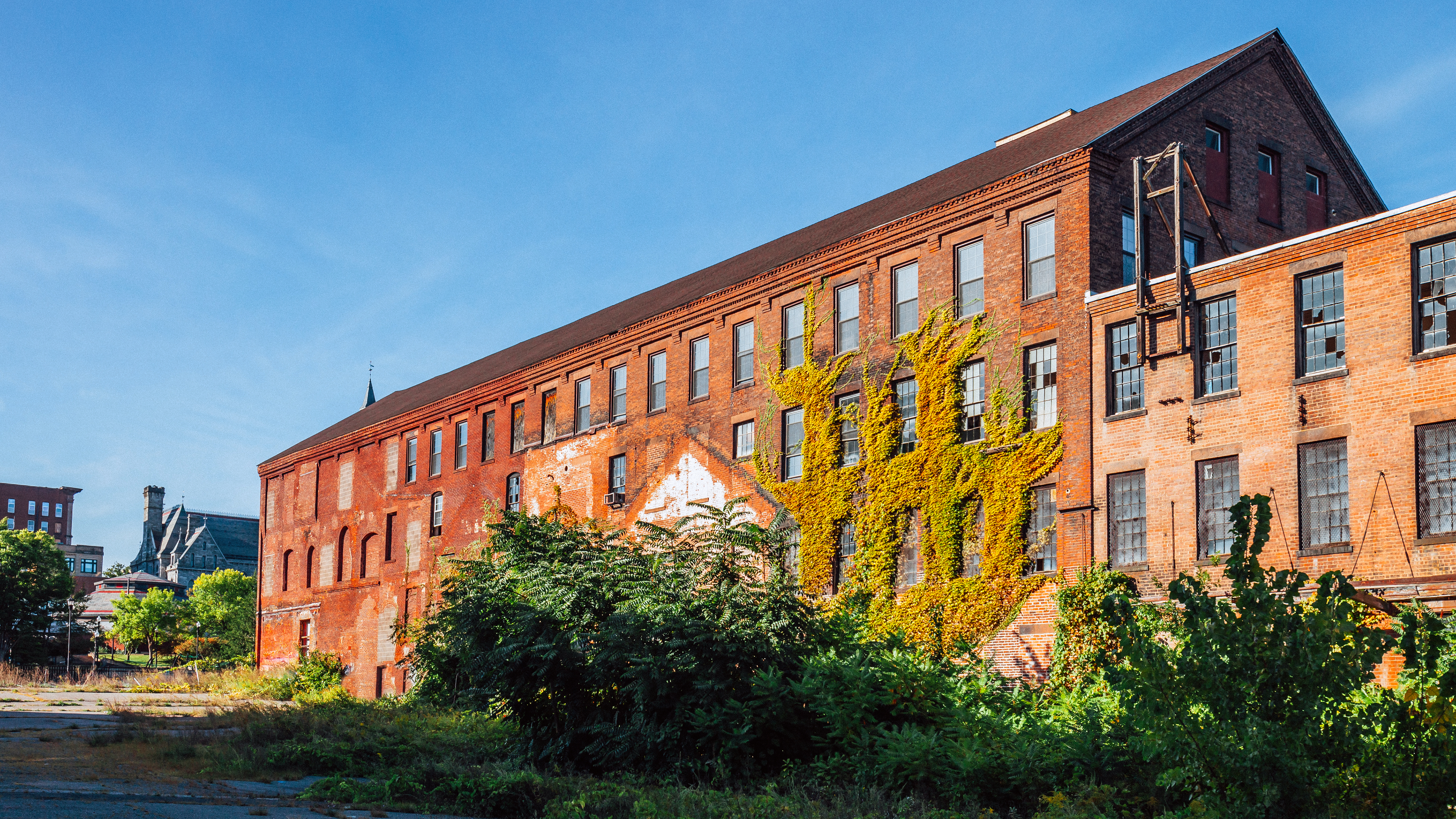 Photo of an abandoned paper factory in Holyoke, Massachusetts