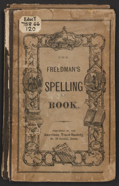 An old, worn cover of "Freedman's Spelling Book"