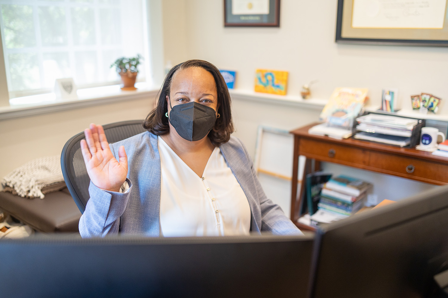 Dean Bridget Long in her office