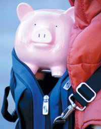 Piggy Bank in backpack