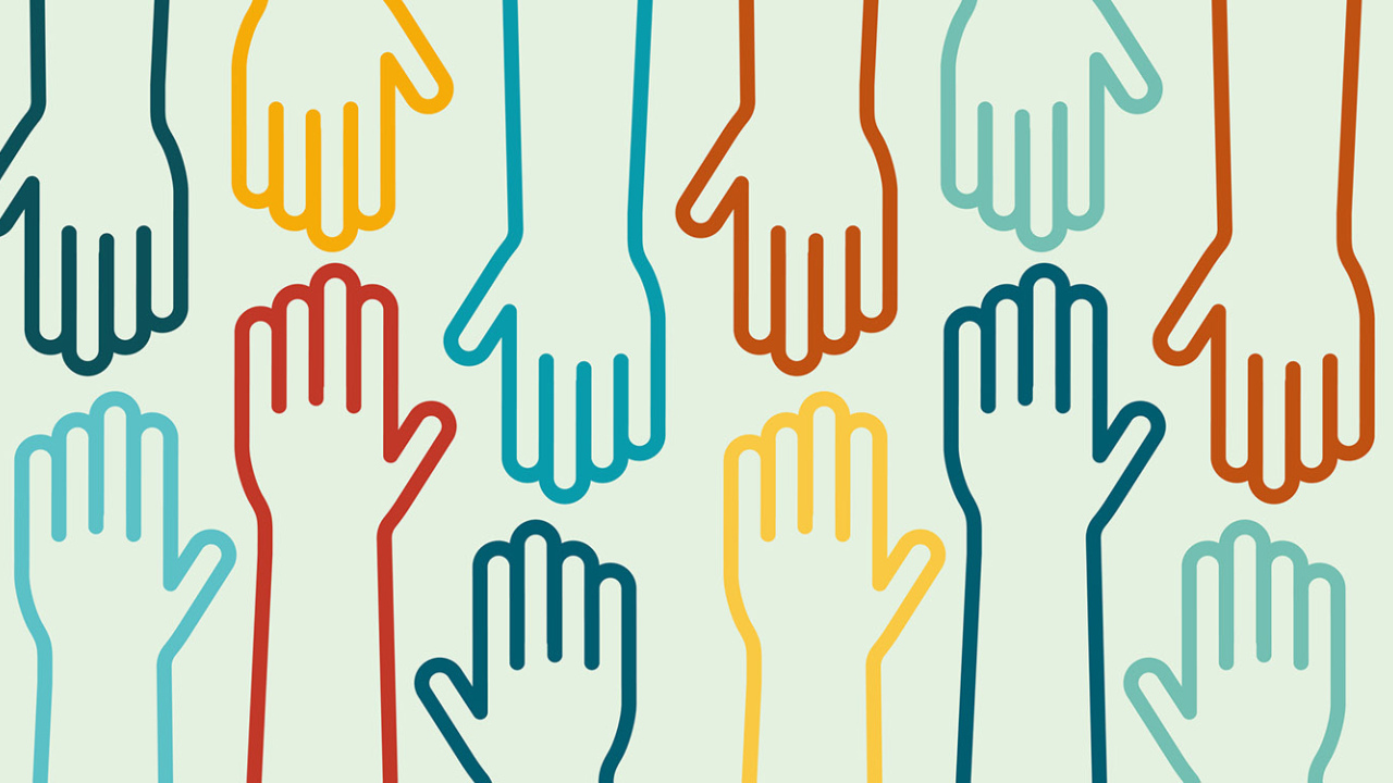 Illustration of hands reaching toward one another
