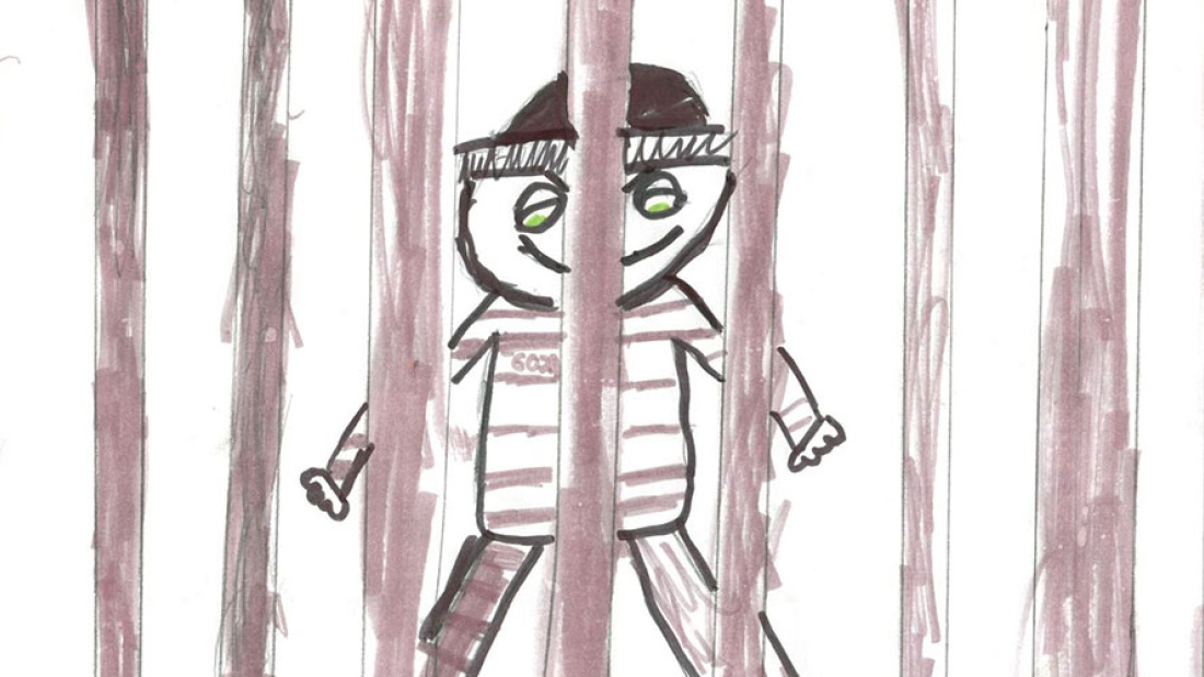 Illustration of person behind bars
