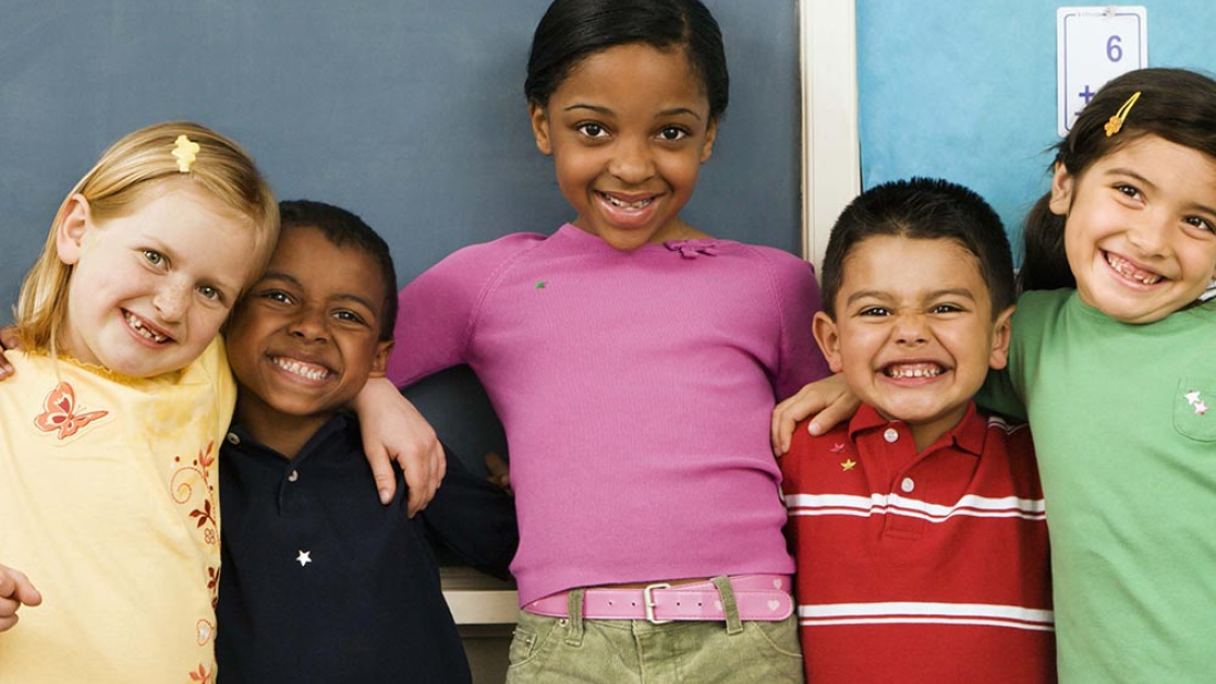 Diverse group of children smiling