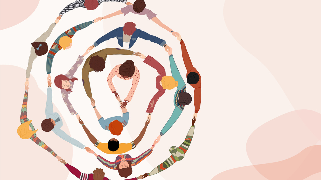 Circle of students