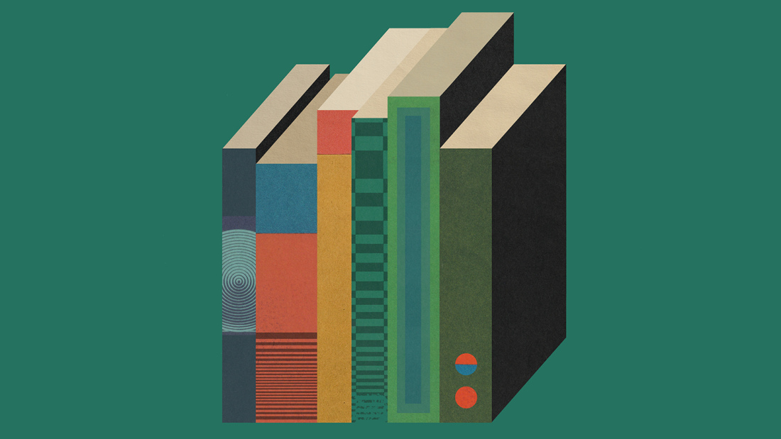 Illustration of book bindings by Mark Weaver