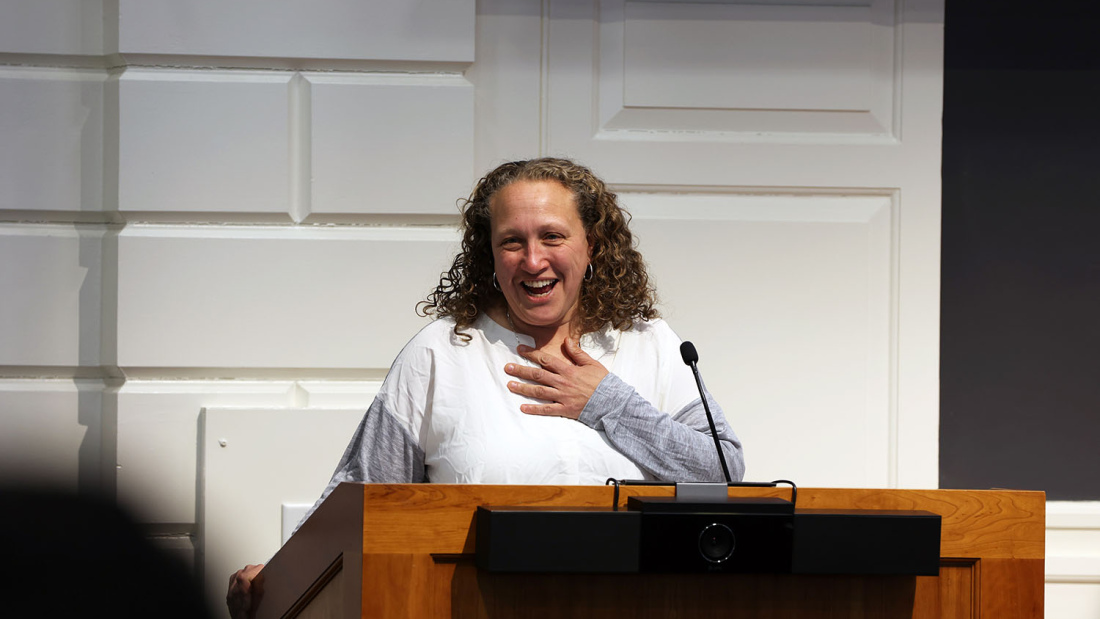Gretchen Brion-Meisels speaks in Askwith