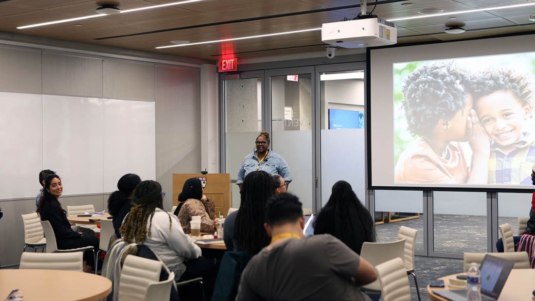 Woman leading class presentation