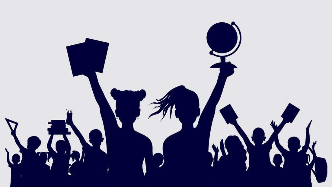 illustration of children standing up for education