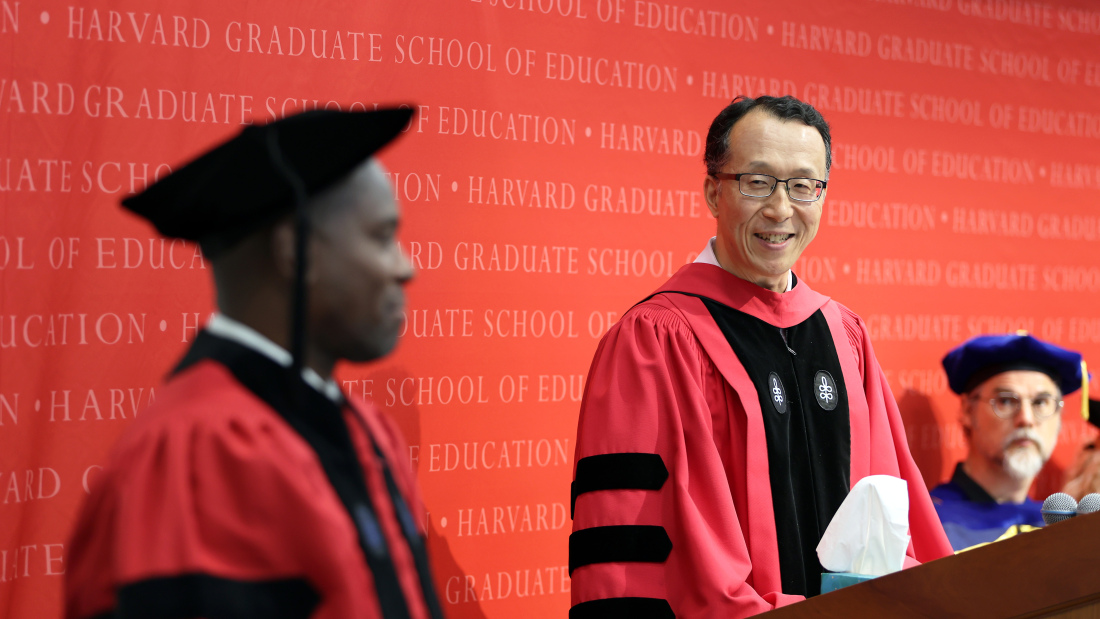 James Kim at podium