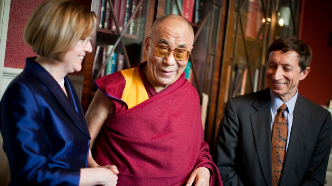 The Dalai Lama with Kathleen McCartney and William Graham