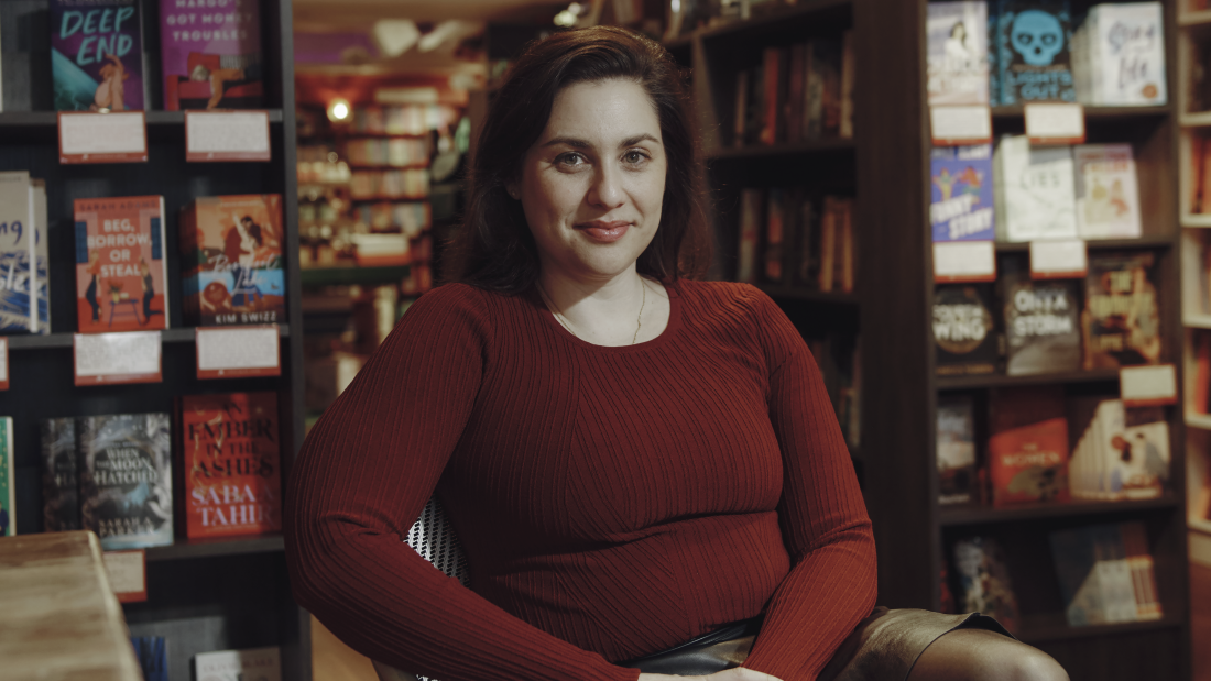 Photo of Rachel Kanter in her bookstore, Lovestruck Books