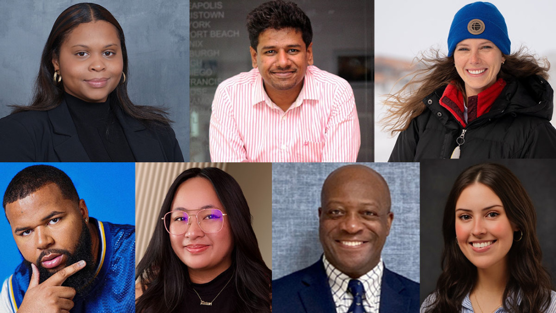 Photos of Dominique Pope, Alister D'Monte, Anne-Michelle Engelstad, Queens Malcolm Smith, Jr., Siza Mtimbiri, Dawn Joves, and Claire Patterson