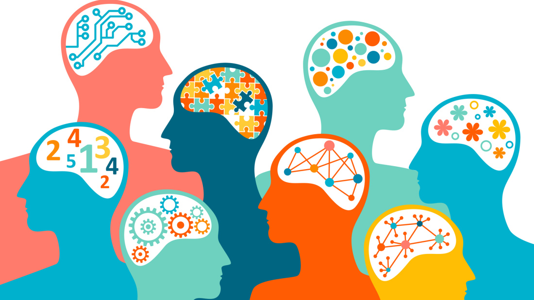 Illustration of people showing how they think differently