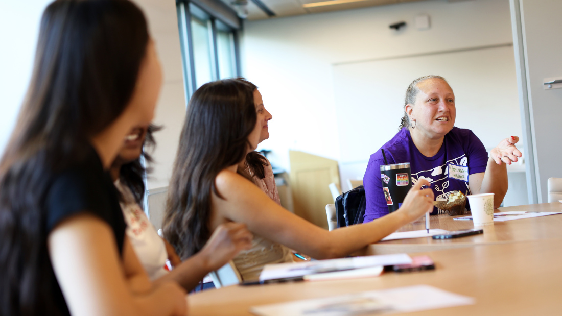 Gretchen Brion-Meisels speaks to students at Orientation