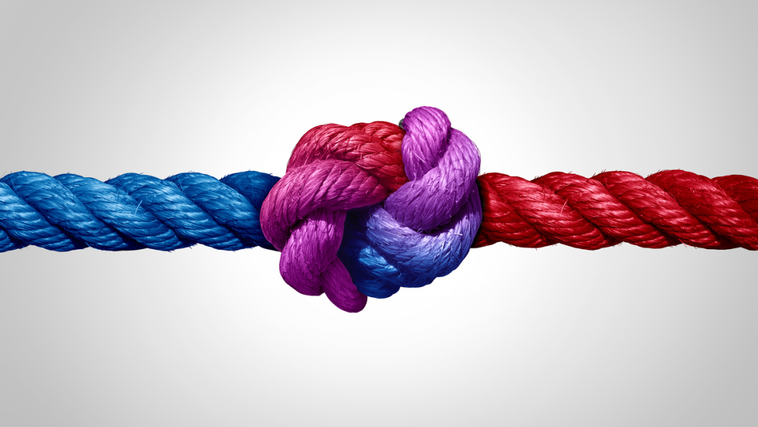 Red and Blue rope tied together
