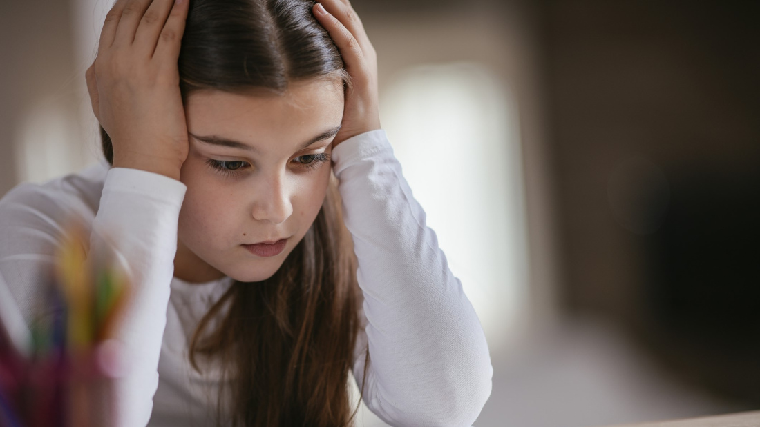 Girl studying for a test