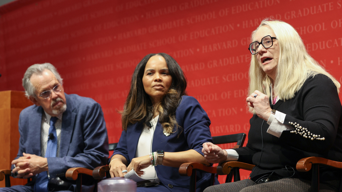 Paul Reville, Christina Grant, and Dreama Gentry at the Askwith Education Forum