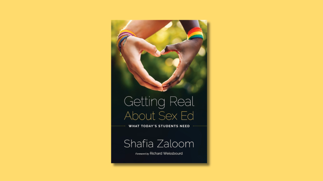 Book cover of "Getting Real About Sec Ed" with two hands forming a heart against a yellow background