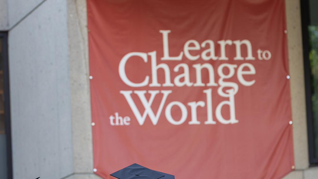 Grads outside of Gutman Library