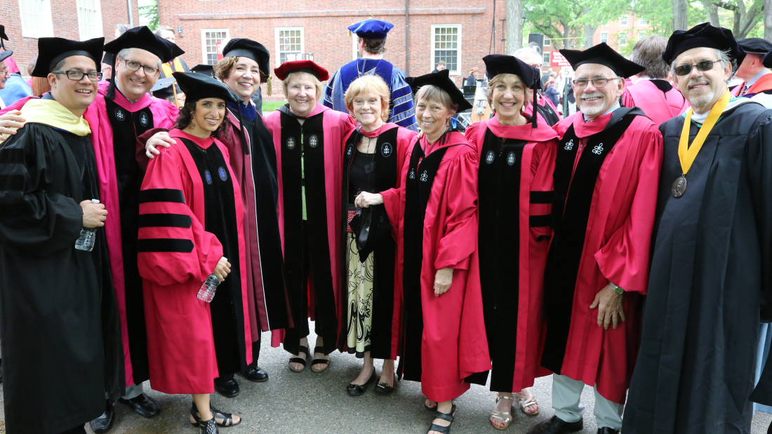 With colleagues at Commencement