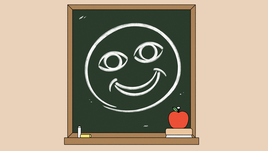 Illustration of smiley face on chalkboard
