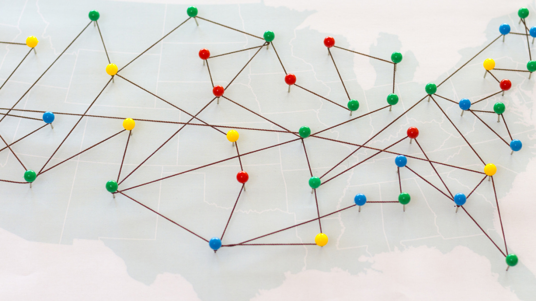 Map with connected pins