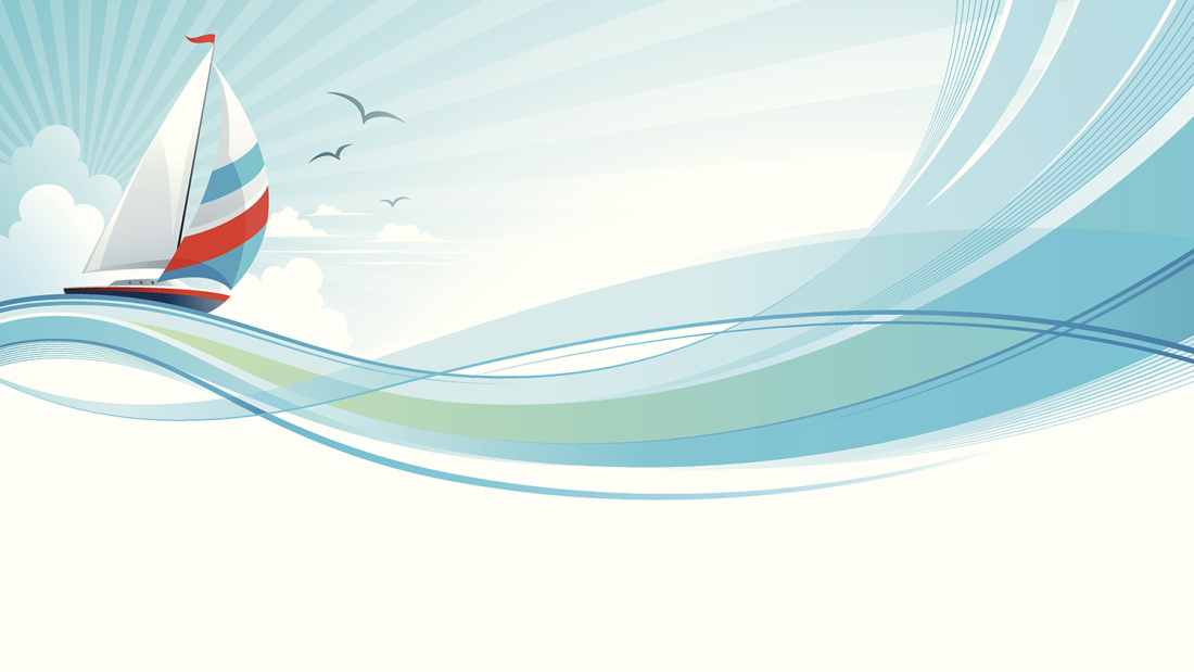 whimsical illustration of a sailboat floating tranquil on large waves