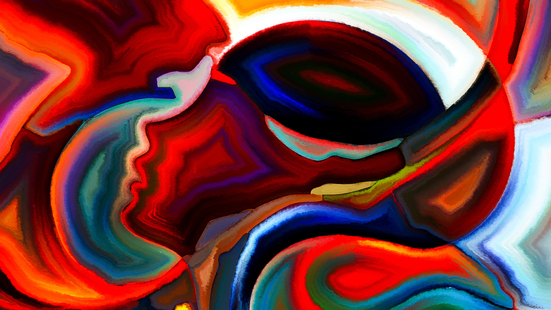 Bright abstract painting of child's profile