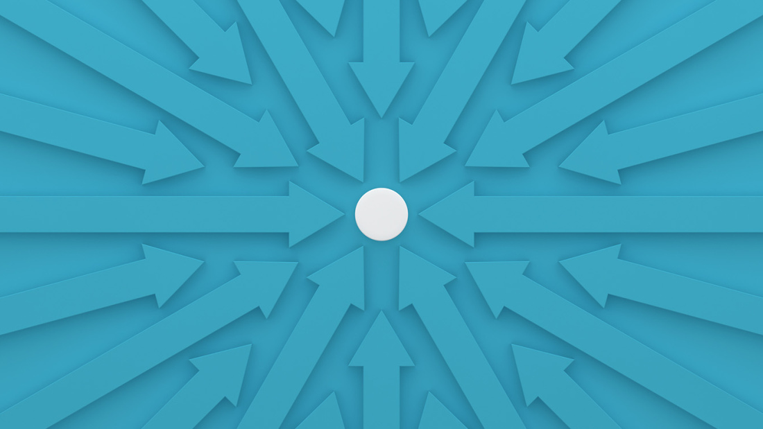 Arrows pointing to center