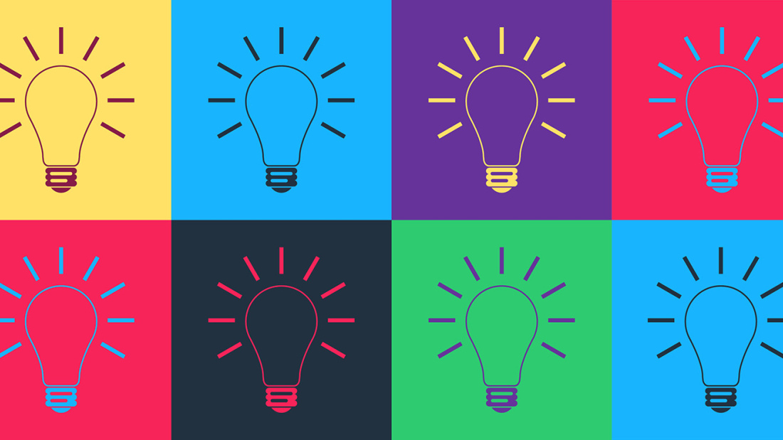 Pop art illustration of lightbulbs