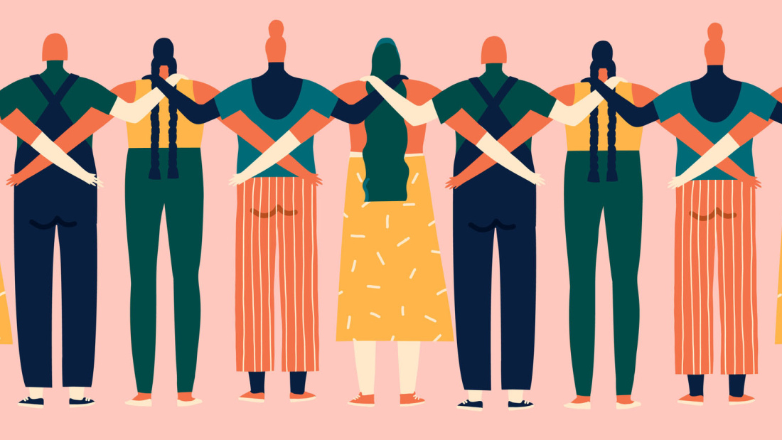 Illustration of students in a line