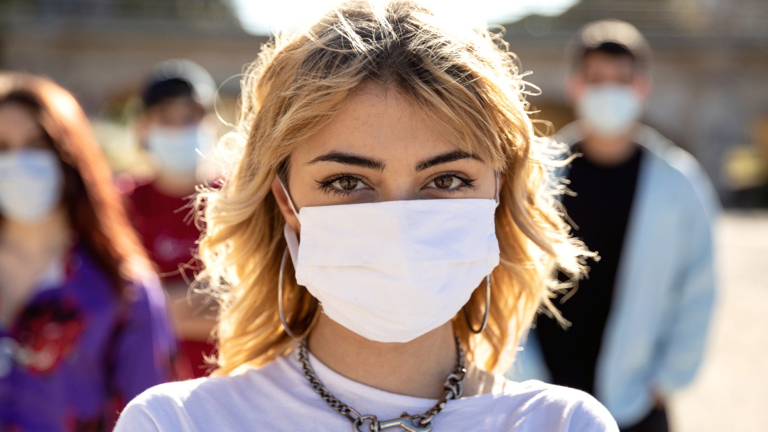 Teens in masks
