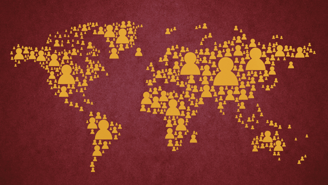 Humans around the world map
