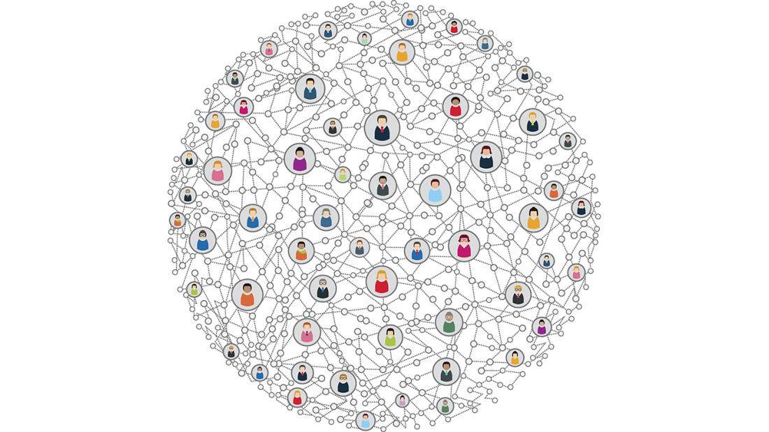 Illustration of a network of people connected across the world